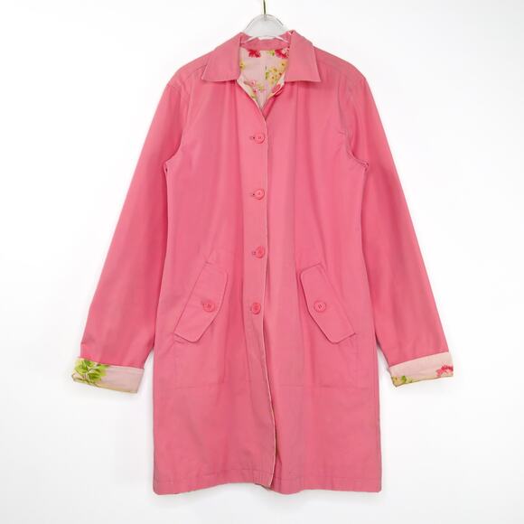 1990s Vintage Pink Floral Reversible Casual Jacket Large - Picture 9 of 16